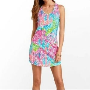 Lilly Pulitzer Cordon Dress blue Let's Cha Cha Original Pink XS Whimsical Fairy
